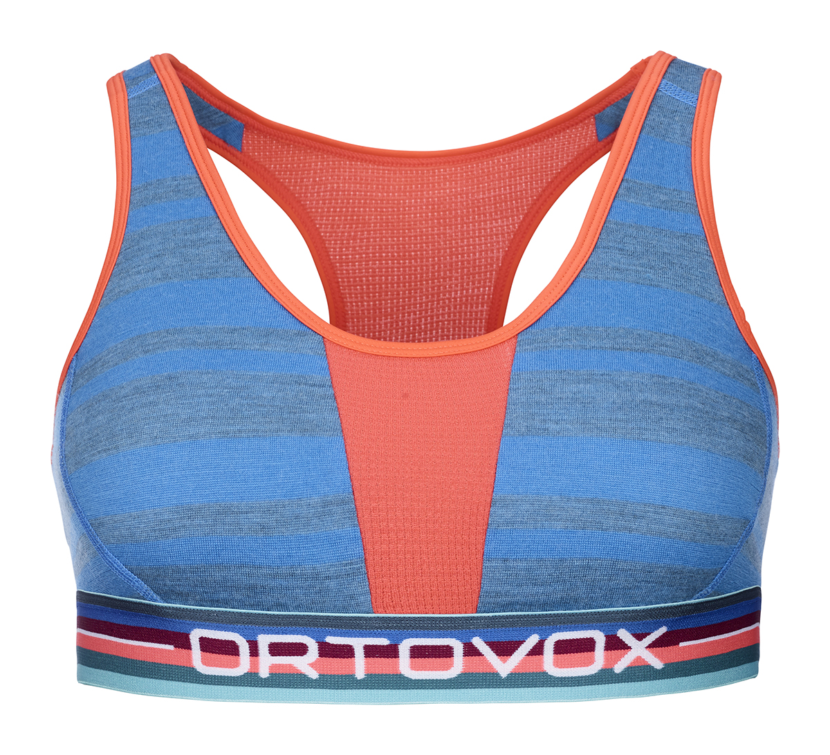 Clothing, Tank Top, Vest, Clothing, Tank Top, Vest, sports bra, padless, striped pattern, blue orange, athletic top