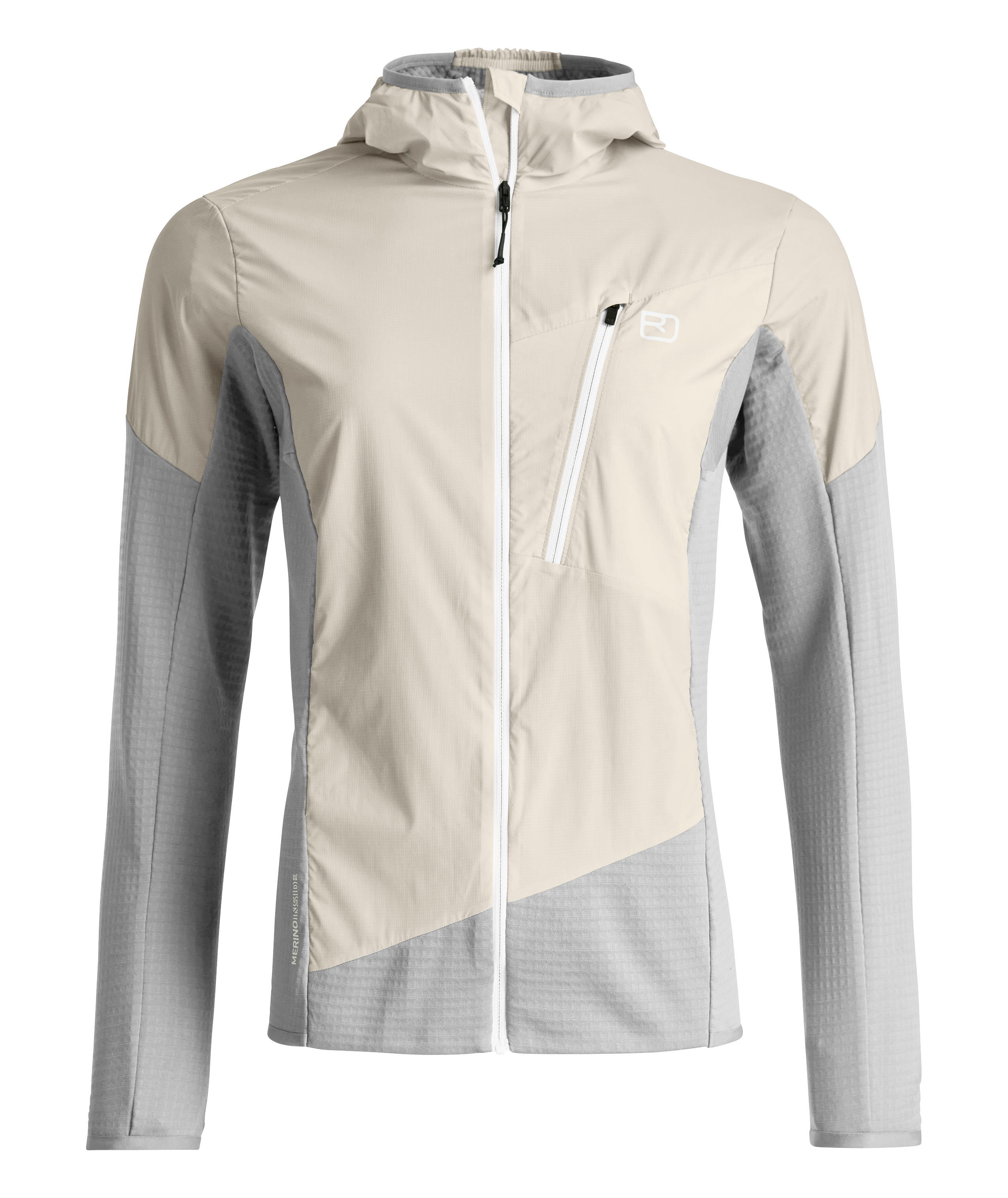 TRACE HYBRID JKT W Clothing, Coat, Jacket, Shirt, Clothing, Coat, Jacket, Shirt, jacket, windbreaker, zipper, hooded, grey-beige