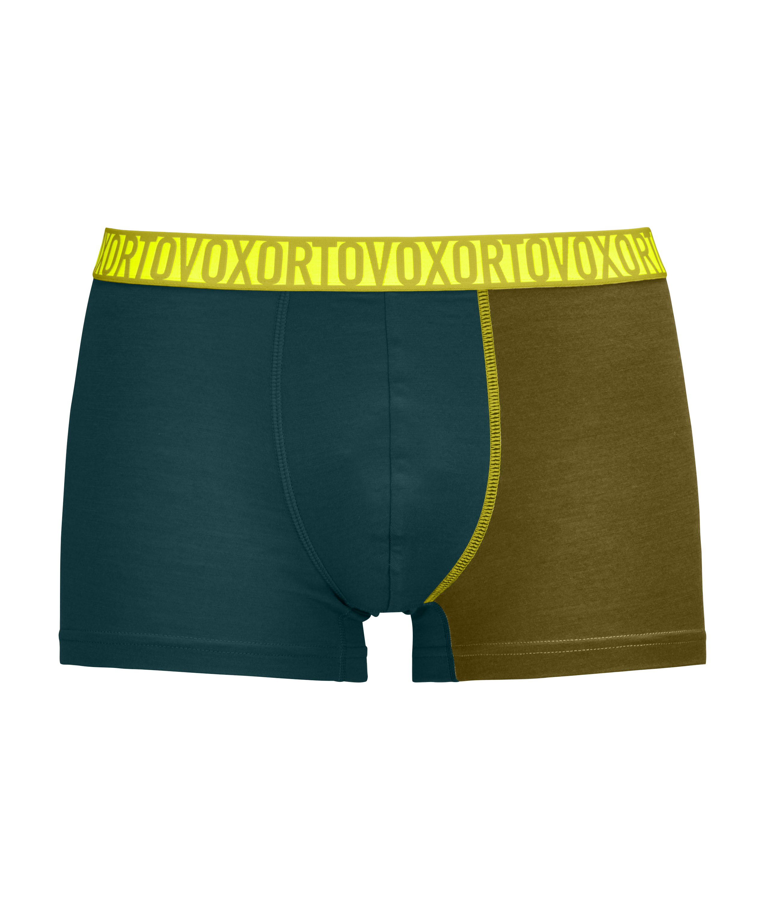Clothing, Underwear, Swimming Trunks, Clothing, Underwear, Swimming Trunks, boxer shorts, two-tone, elastic waistband, contrast stitching, green brown