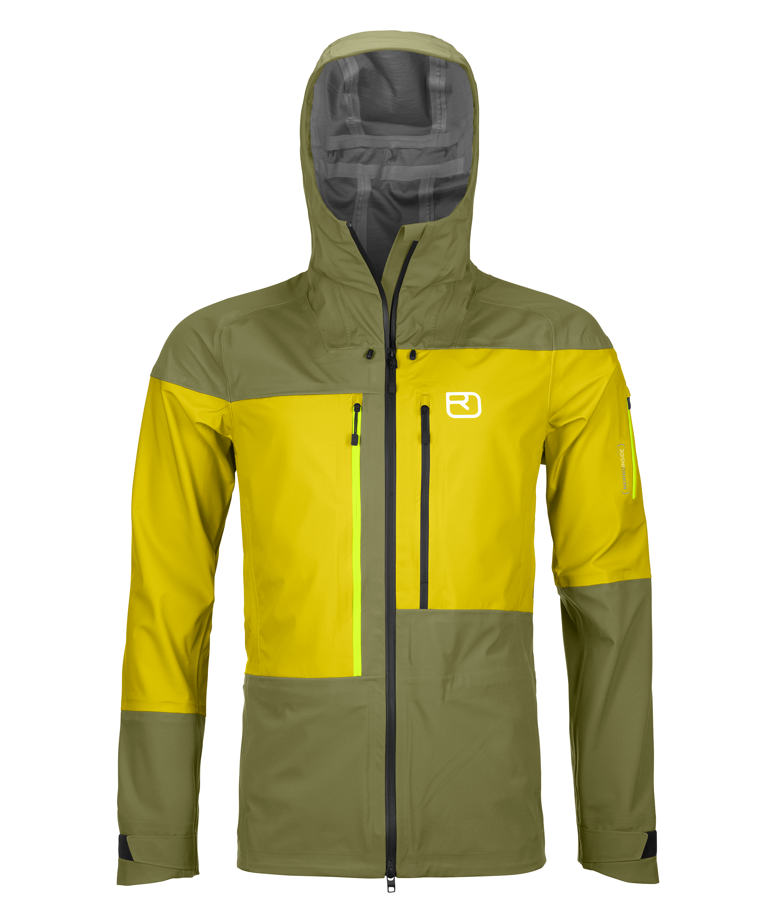 Clothing, Coat, Jacket, Clothing, Coat, Jacket, jacket, hooded, softshell, yellow, two-tone